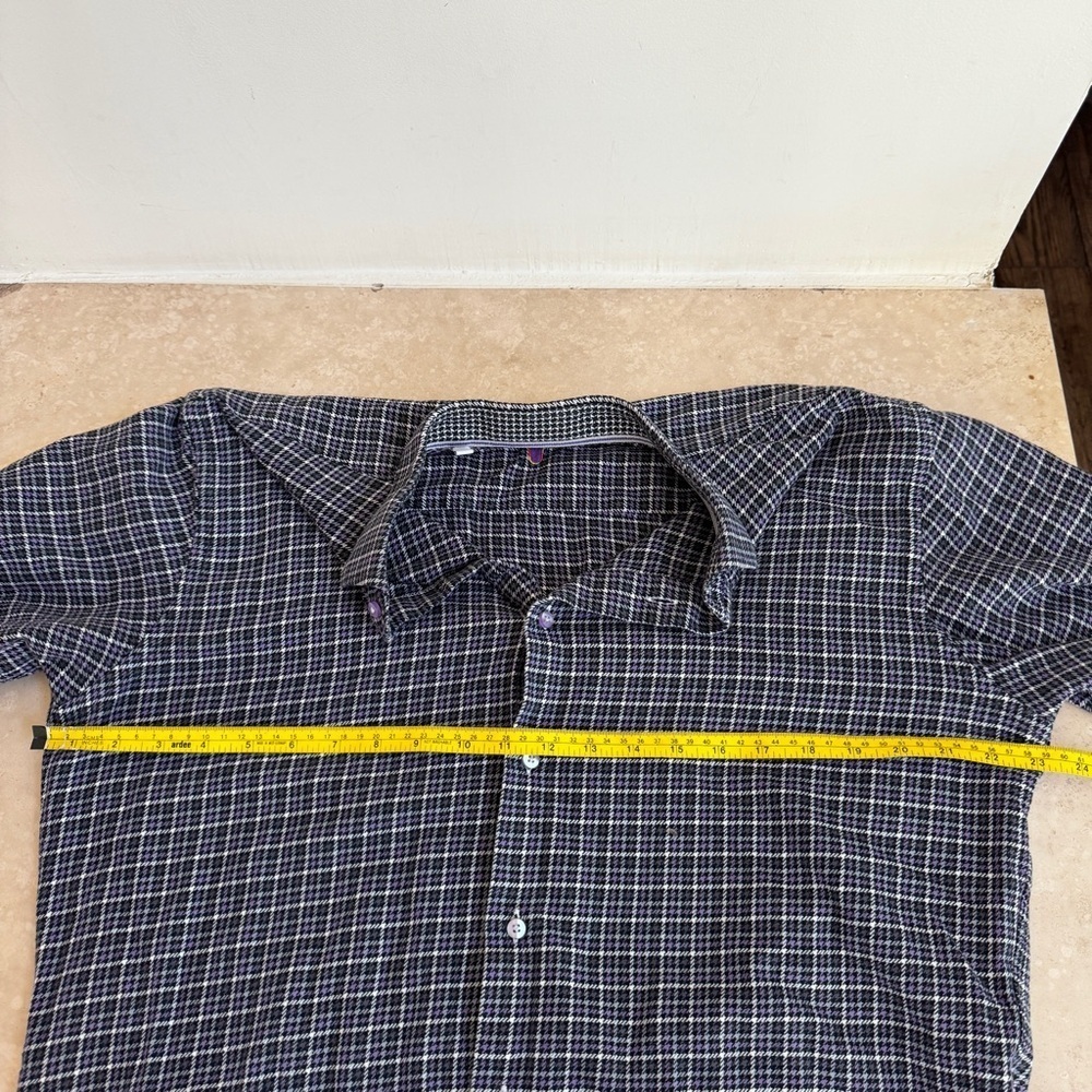 Luchiano Visconti Purple Black Houndstooth Plaid Favorite Shirt Mens Size L - Picture 8 of 14